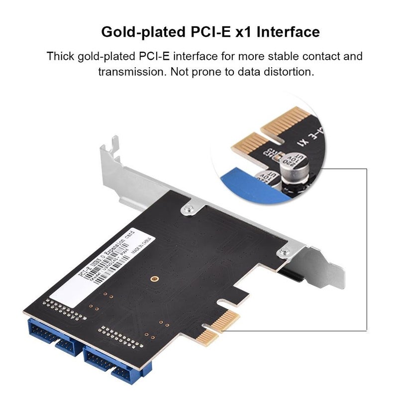 Lazmin 2 Port USB 3.0 PCIE Internal Card, PCI Express Expansion Card up to 5Gbps Chipset 19 Pin USB 3.0 Card Adapter with Low Profile - Image 4
